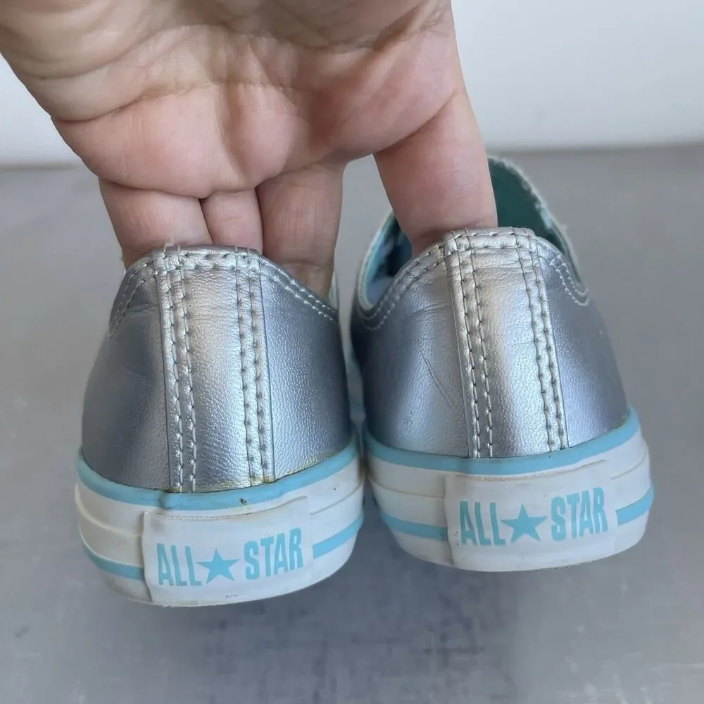 Converse All Star  Junior Youth 3 Chuck Taylor Low Top Sneakers Silver Metallic‎